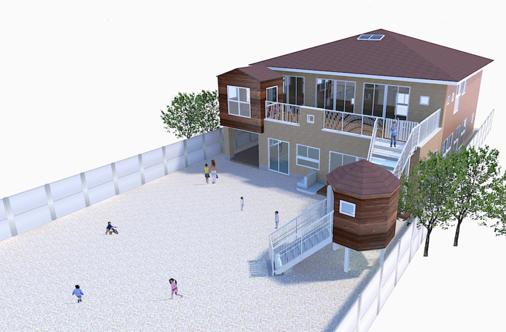 現在工事中 家型迷路など楽しい遊びのある認可保育園 建築設計ブログ 自然素材の新築 注文住宅 Tau設計工房